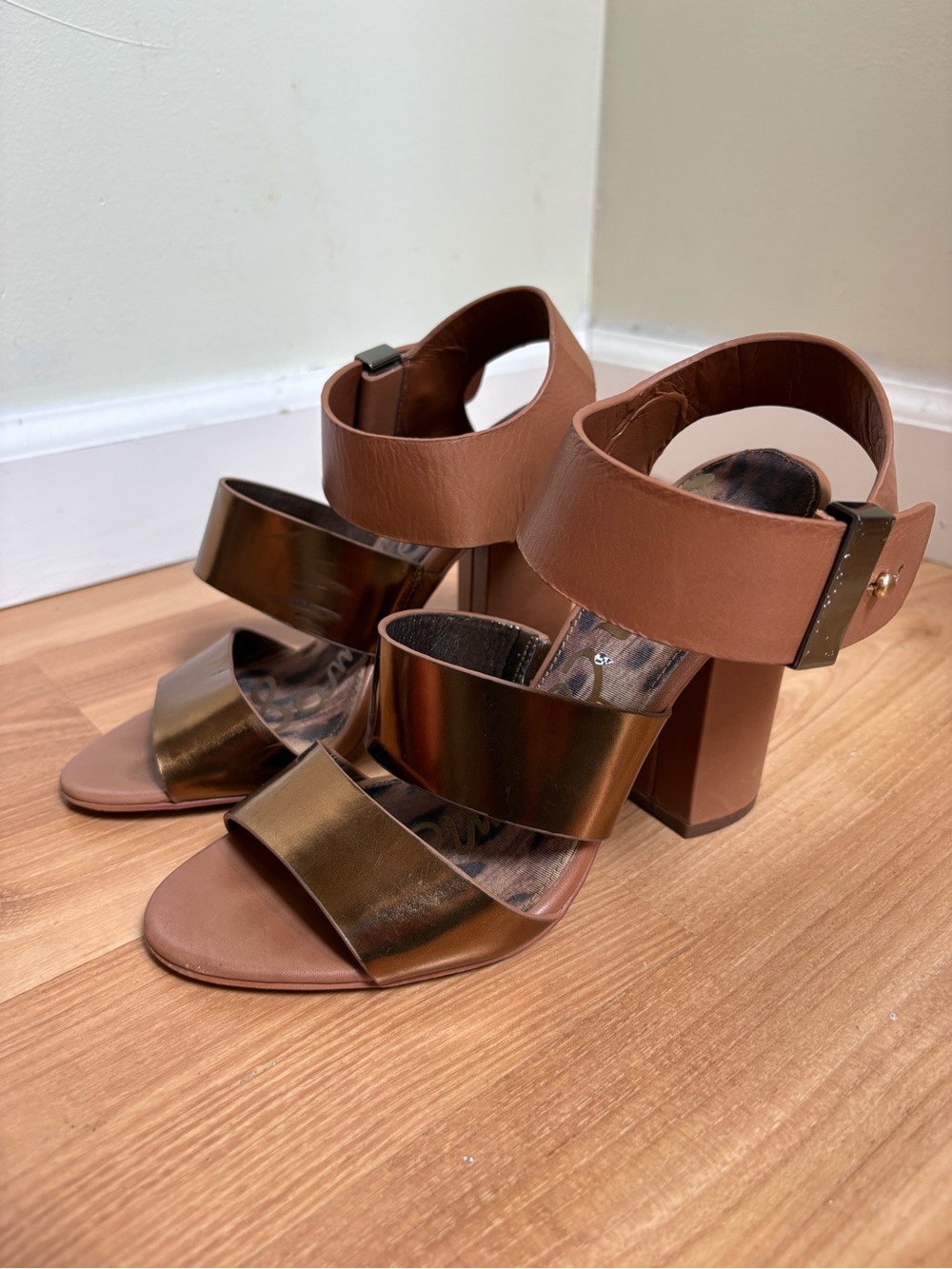Sam Edelman Two-Tone Brown Block Heel Sandals